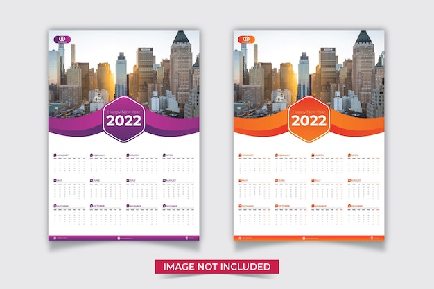 2022 new year singlepage wall calendar template design premium vector