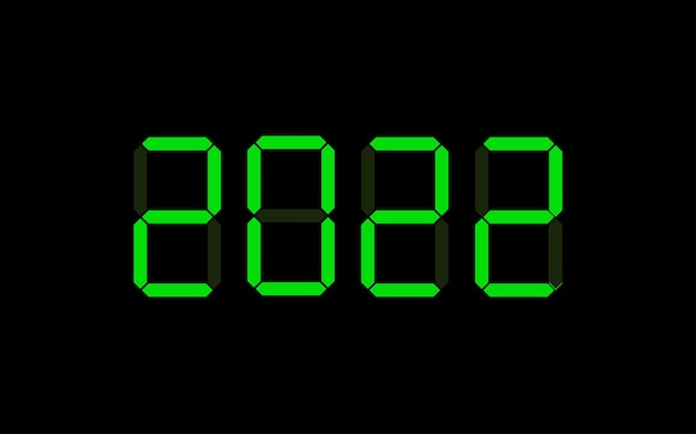 2022 new year text in digital font Vector display icon on black background