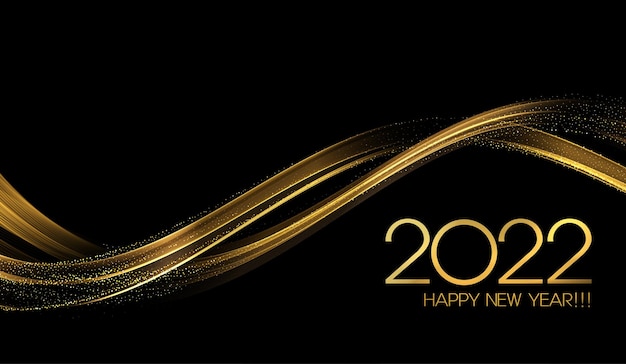 2022 Nieuwjaar abstracte glanzende kleur gouden golf ontwerpelement