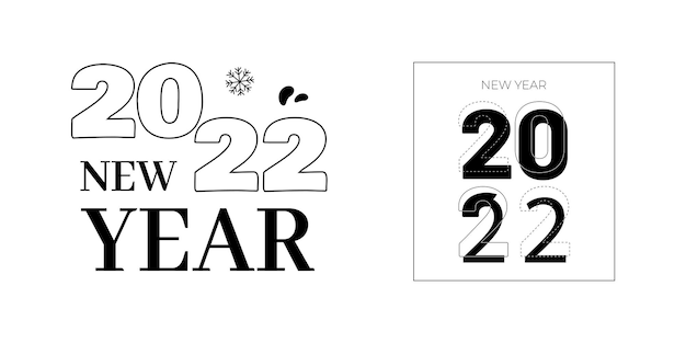 2022 nieuwjaar logo tekst ontwerpset. 2022 nummer ontwerpsjabloon. eenvoudige kalenderpictogram. moderne abstracte banner. vector grafische illustartiom geïsoleerd op een witte achtergrond