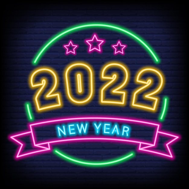 2022 nieuwjaar neonbanner. vector