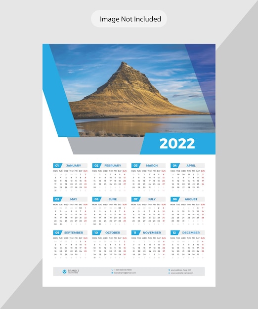 2022 nieuwjaarskalender ontwerp