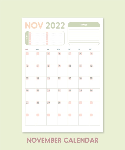 2022 November Calendar Ready to Print Single Page