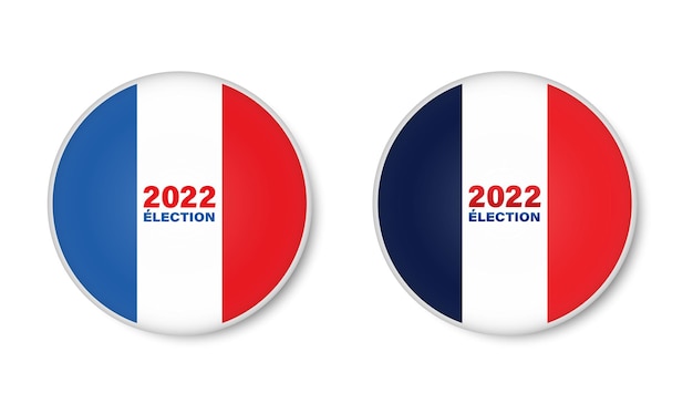 2022 elezioni presidenziali in francia distintivo o pulsante con bandiera francese