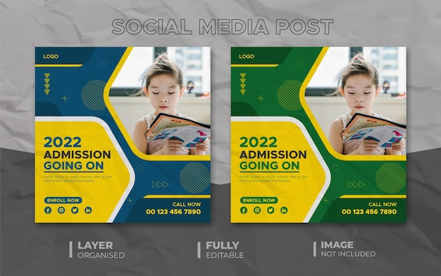 2022年の学校入学facebookまたはinstagramの投稿デザイン