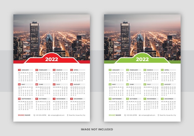 2022 singlepage Wall calendar template design