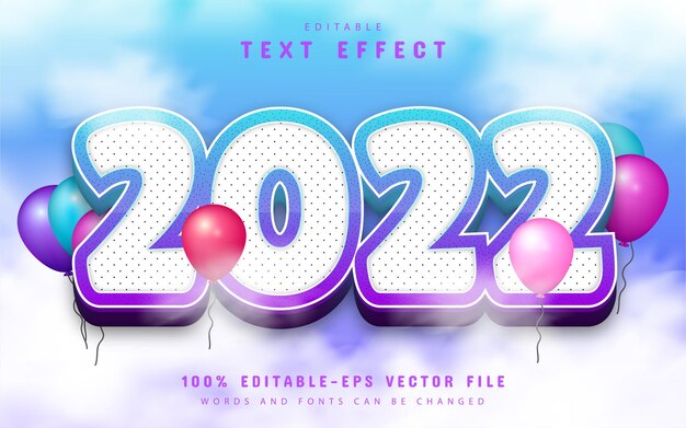2022 текст, редактируемый текстовый эффект мультяшном стиле
