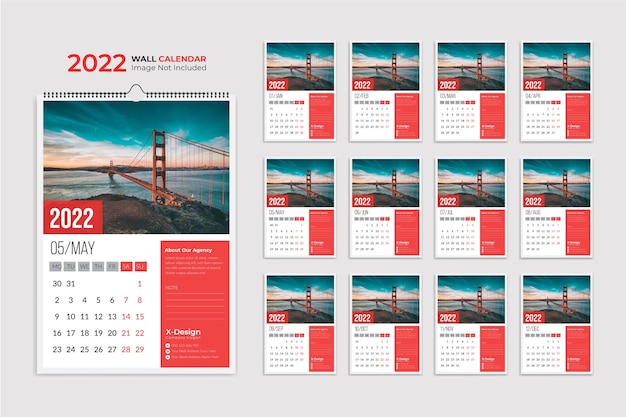 2022 wandkalender sjabloon jaarlijkse zakelijke planning planner evenementen kalender bureaukalender