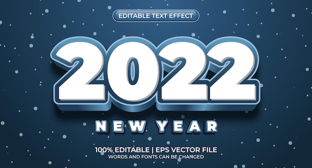 2022년 - 편집 가능한 텍스트 효과, 글꼴 스타일. 새해 복 많이 받으세요 2022 편집 가능한 3d 텍스트 효과