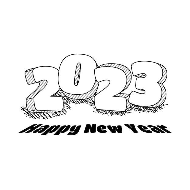 2023 in 3d design with lines shading concept design for new year template