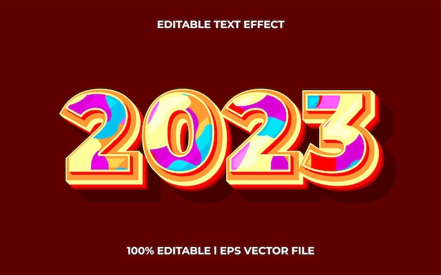 2023 3D-teksteffect met trendy thema. kleurrijke tekst belettering typografie lettertypestijl