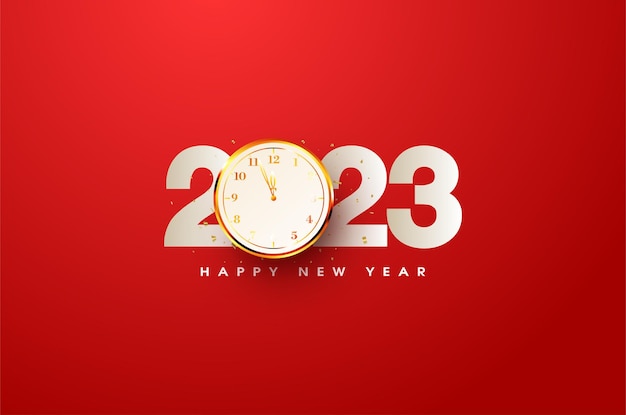 Vector 2023 background with very elegant 3d clock illustration.