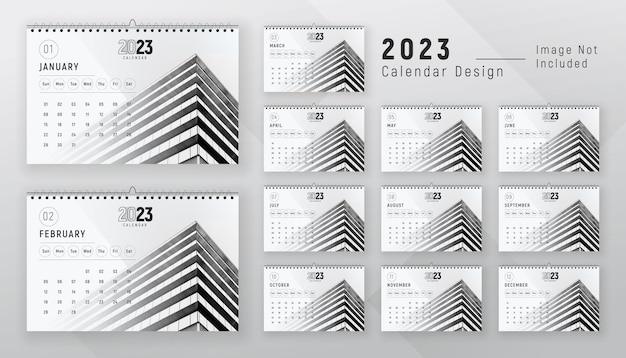 2023 bureaukalender 12 pagina's maandelijkse moderne creatieve planner ontwerpsjabloon