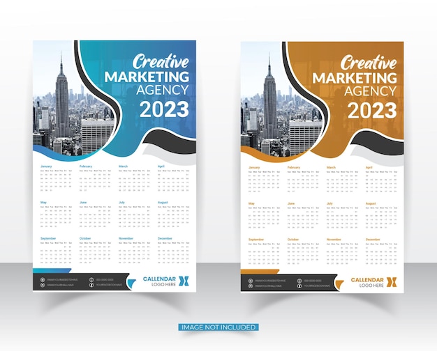 Design semplice del modello del calendario del nuovo anno aziendale 2023 vettore premium