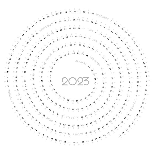 Вектор Календарь на 2023 год креативный вихревой дизайн