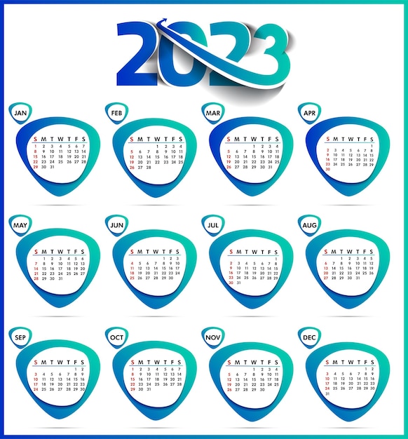 Vector 2023 calendar design in a unique style