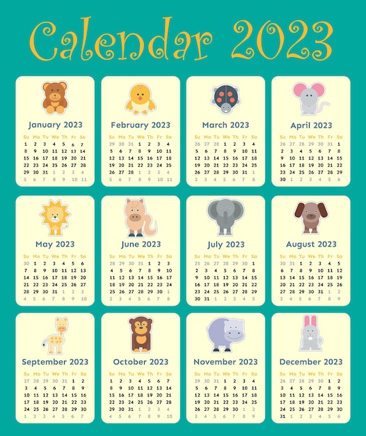 Vector 2023 calendar design vector. colorful 2023 calendar. happy new year 2023