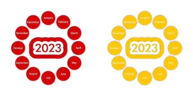 Design del calendario 2023 con i nomi dei mesi