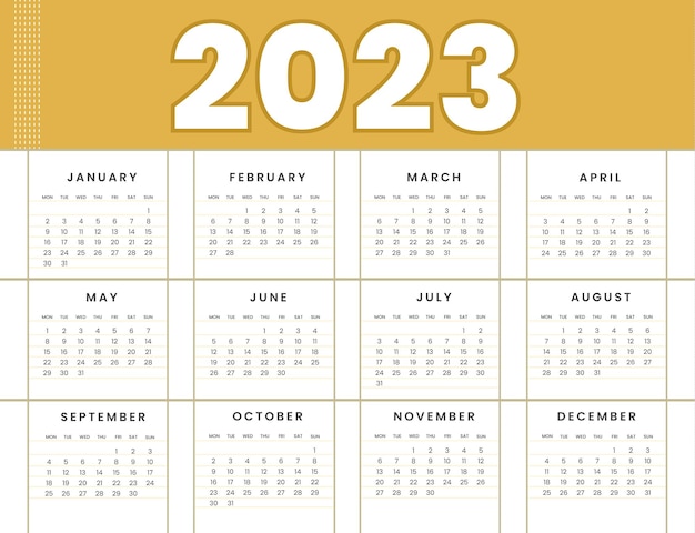 Vettore illustrazione del calendario 2023