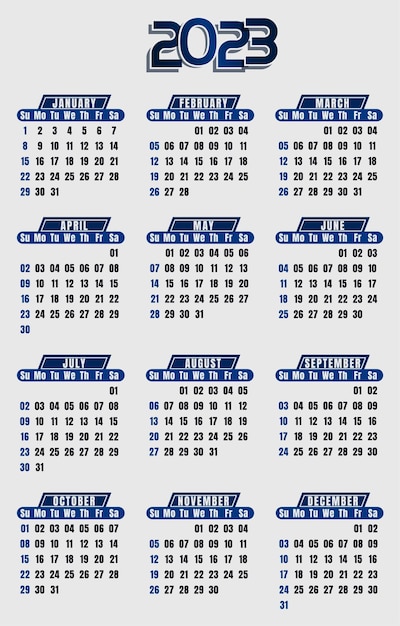 2023 calendar new year background in minimal style