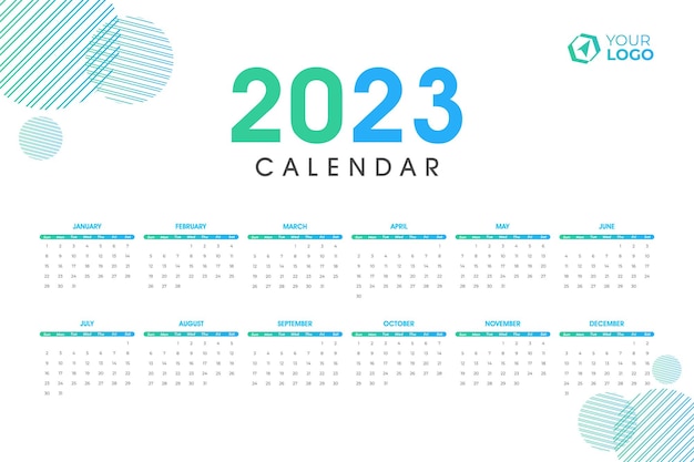 2023 Calendar Template editable vector