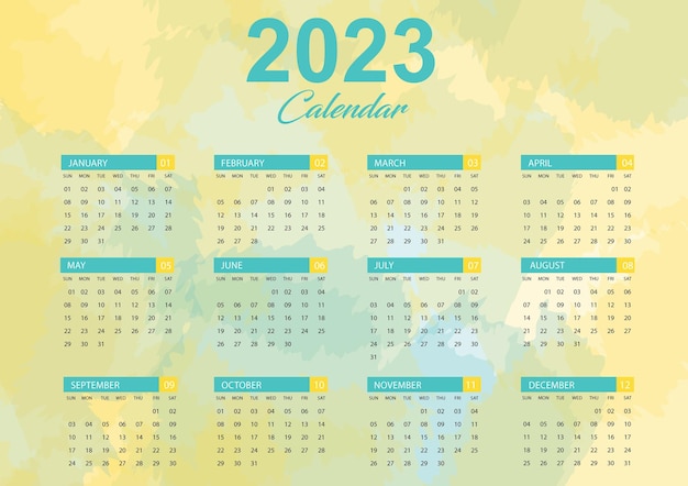 Vettore modello di calendario 2023 pronto per la stampa