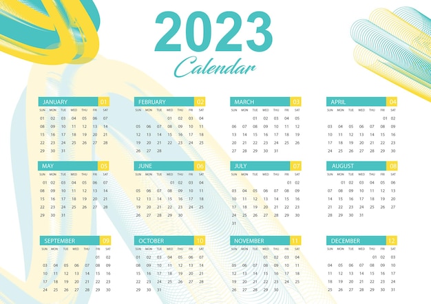 2023 年カレンダー テンプレートを印刷する準備ができて
