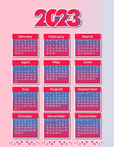 2023 calendar year vector illustration design template.