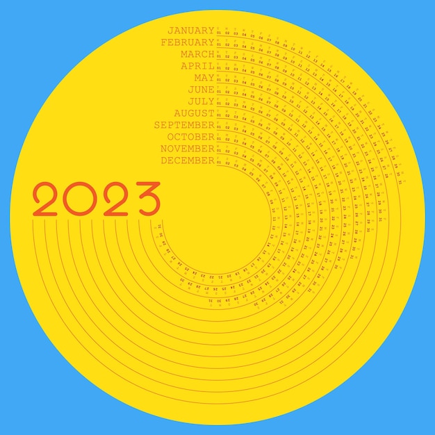 2023 calendar yellow cercle