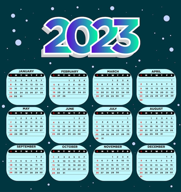 Vettore calendario 2023