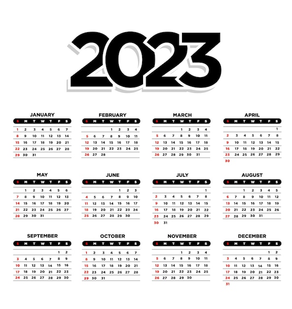 Vector 2023 calendar