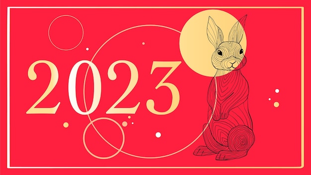 Vector 2023 chinees nieuwjaar een konijn op het nummerlogo-concept jaar van het konijn