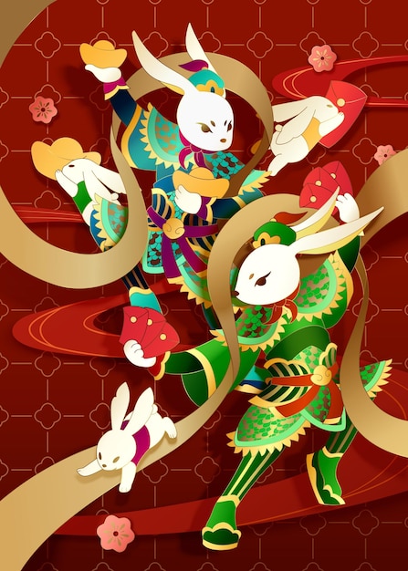 Vector 2023 chinese door god greeting card