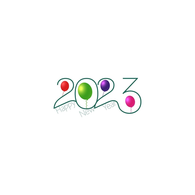 2023 colorful happy new year text typography design and vector illustration for greeting