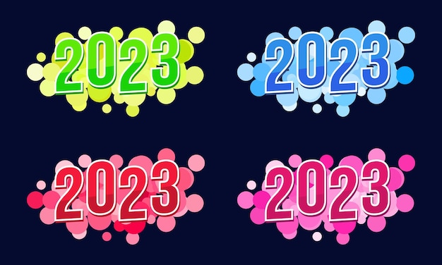 2023 colorful text design. 2023 title. 2023 text effect