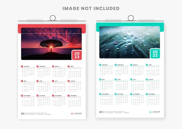 2023 colorful wall calendar design template