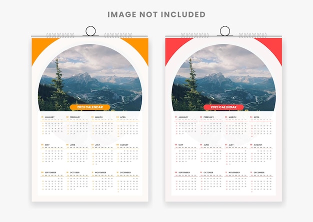 2023 colorful wall calendar design template