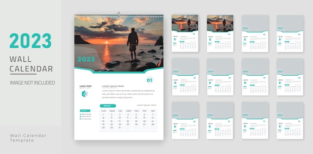 Modello di progettazione del calendario da parete colorato 2023