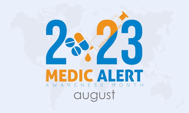 2023 Concept Medic Alert 인식 월 벡터 디자인 일러스트레이션 경보 응급 처치 또는 의료 응급 상황에 대한 의료 예방 개념