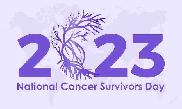 2023 Concept National Cancer Survivors Day awareness vector banner template Kanker ziekte strijd preventie illustratie