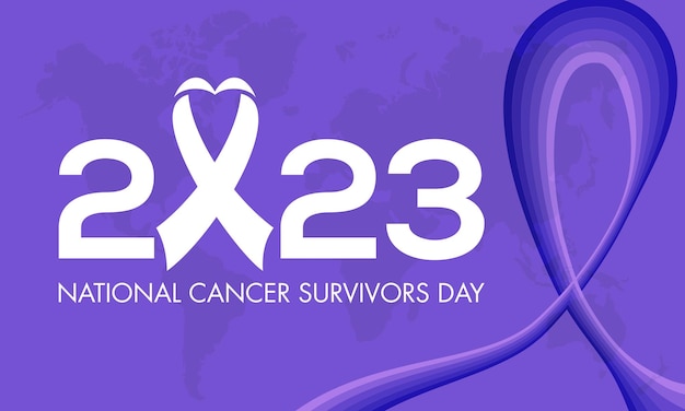 2023 Concept National Cancer Survivors Day awareness vector banner template Kanker ziekte strijd preventie illustratie