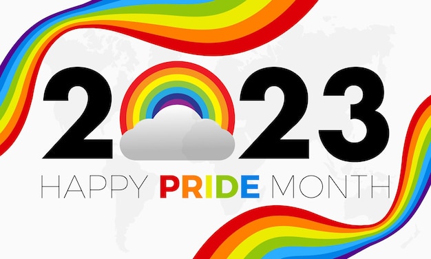 Vettore 2023 concept pride month modello vettoriale per la celebrazione della comunità transgender banner di concetto di arcobaleno omosessuale di diversità