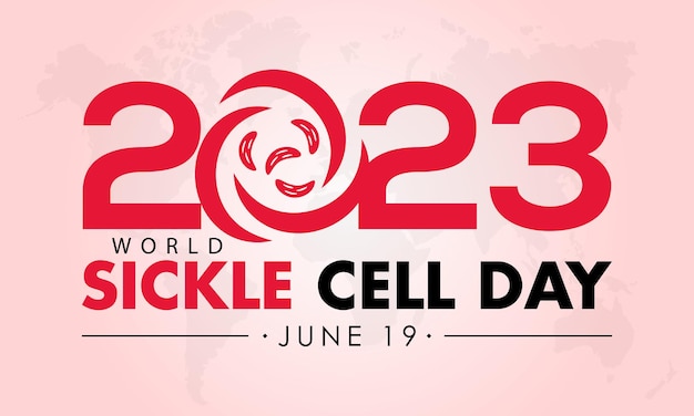 2023 Concept Wereld Sikkelceldag gezondheidspreventie concept vector banner sjabloon Hemoglobine zorg diagnose gezondheidsbehandeling thema