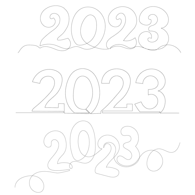 2023 continuous line drawing vector