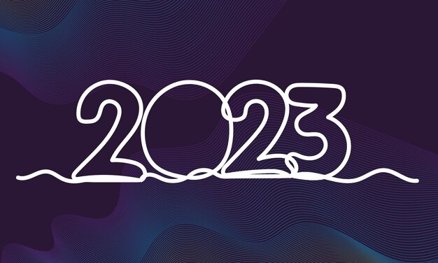 2023年と鹿のスケッチ 連続線画 ベクター