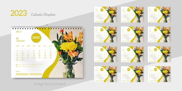 2023 desk calendar design template for happy new year