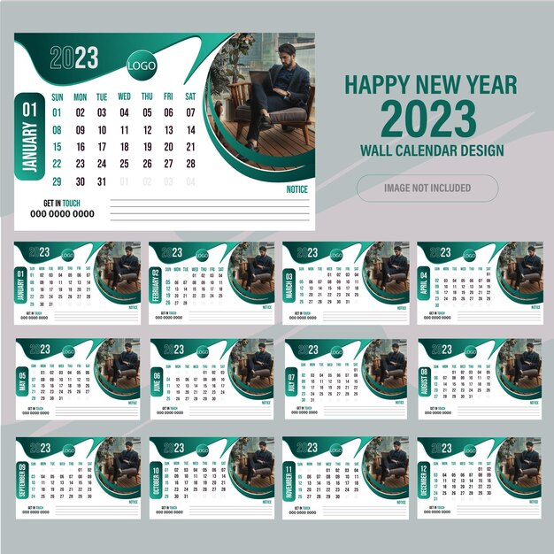 2023 Desk calendar design template