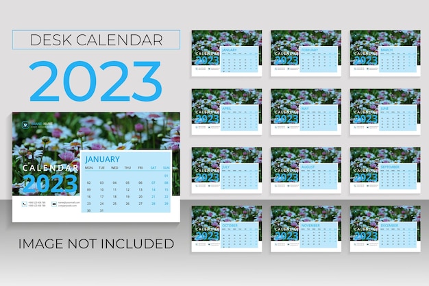 2023 desk calendar template design