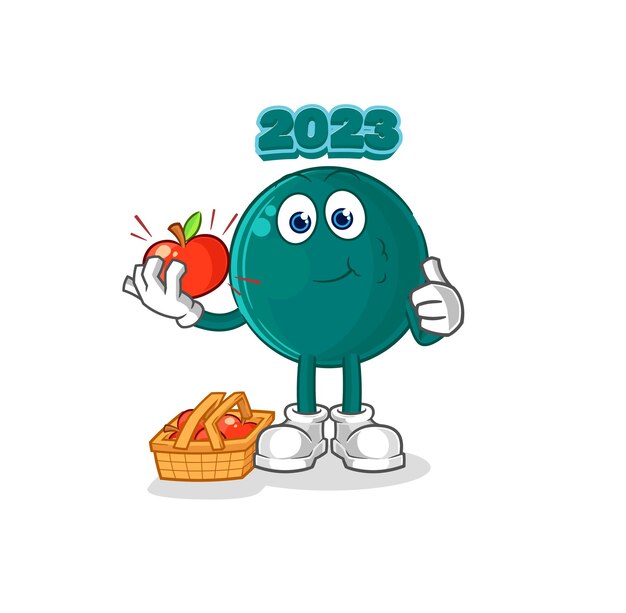 2023 eating an apple illustration character vector