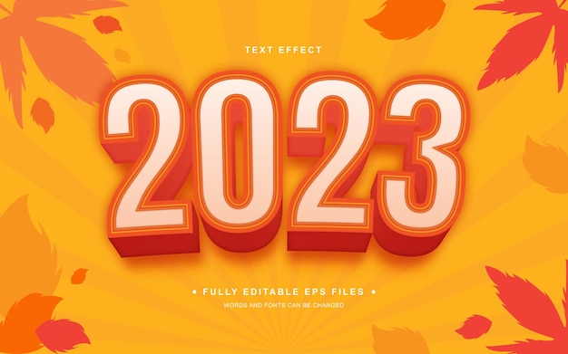 Vector 2023 editable 3d text effect orange